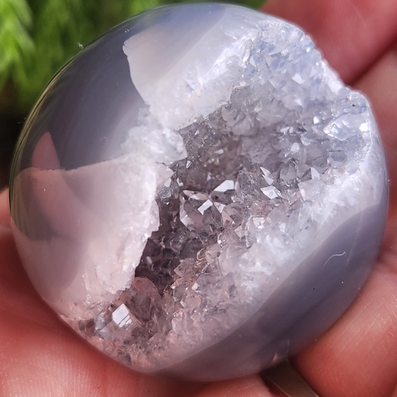 Druzy Agate Geode Sphere. Crystal Quartz Orb - Picture 6 of 8
